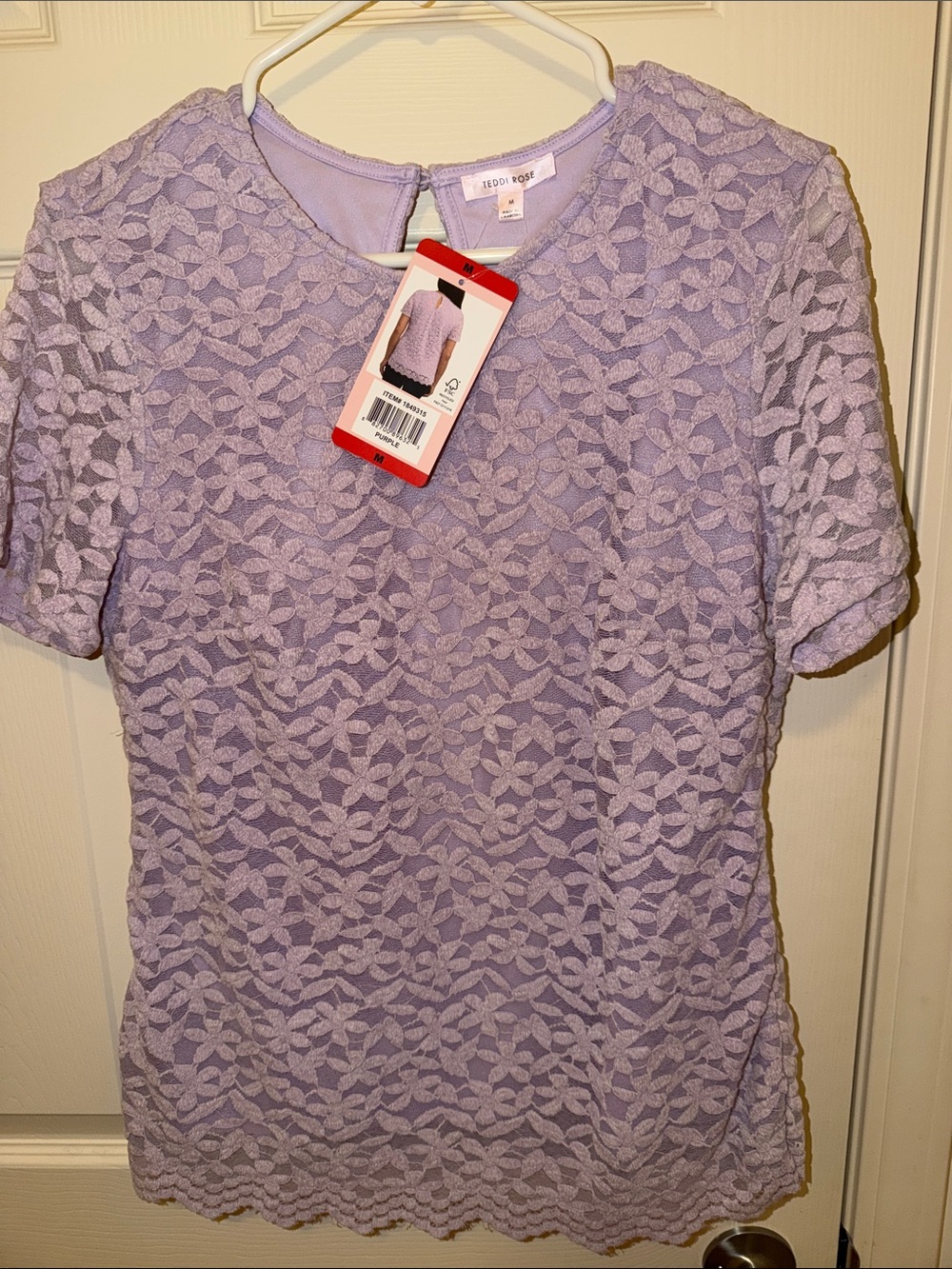 a new day Lavender Lace Short Sleeve Blouse